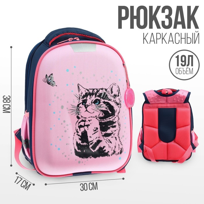 Рюкзак каркасный 38 х 30 х 17 см, эргономичная спинка, Calligrata Probag "Котик" (школьный) - Фото 1