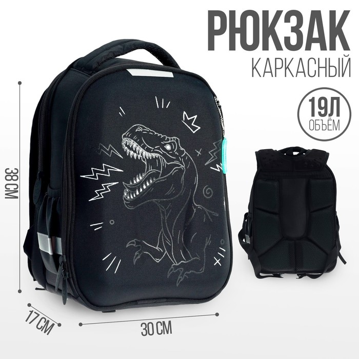 Рюкзак каркасный 38 х 30 х 17 см, эргономичная спинка, Calligrata Probag "Динозавр" (школьный) - Фото 1