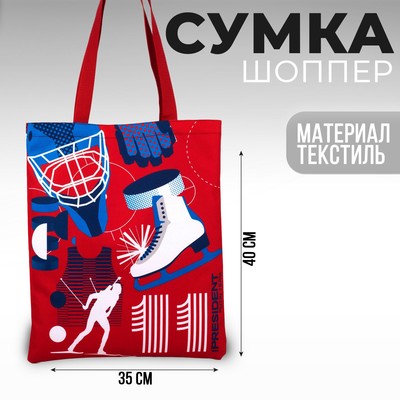 Сумка шоппер Putin team, 35×40×0.5 см, красная