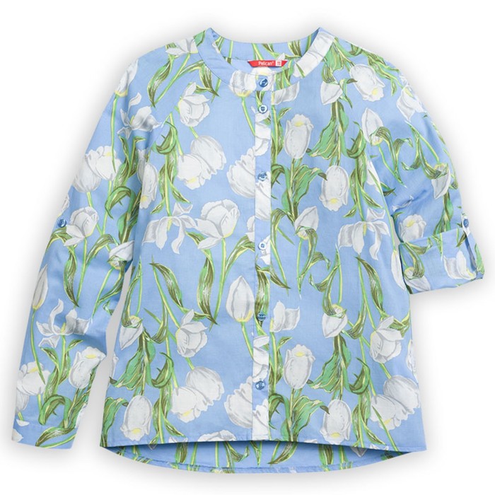 Блузка для девочек, рост 122 см, цвет лазурный - Фото 1