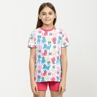 Пижама для девочки Pelican: футболка и шорты, рост 158 см, цвет белый - фото 109889909