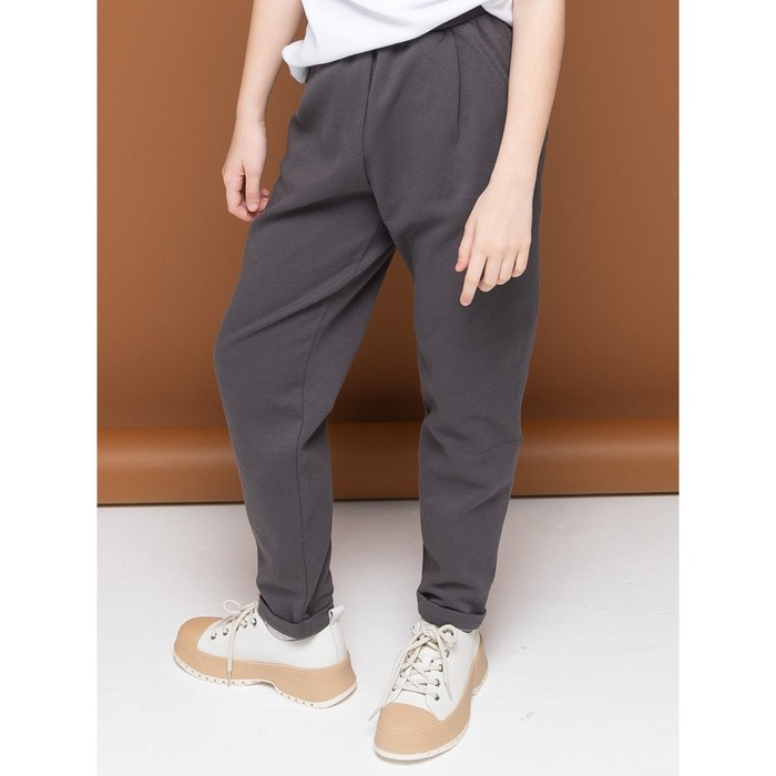 Брюки для девочек, рост 158 см, цвет темно-серый - Фото 1