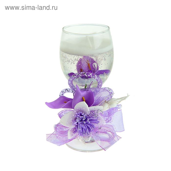 Свеча гелевая "Космея и каллы", цвет сиреневый - Фото 1