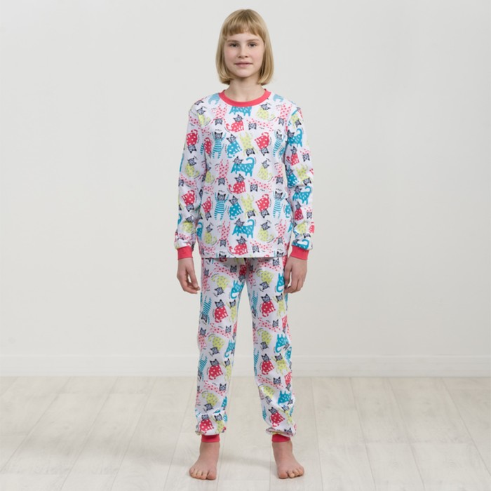 Пижама для девочек, рост 146 см, цвет белый