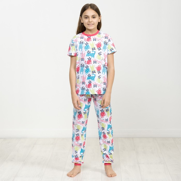 Пижама для девочек, рост 158 см, цвет белый