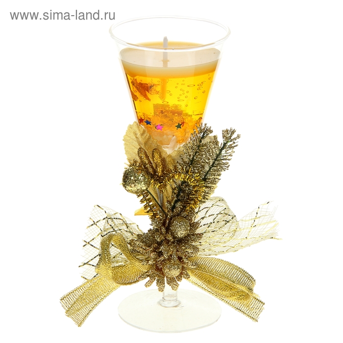 Свеча гелевая "Три цветка", цвет золото - Фото 1