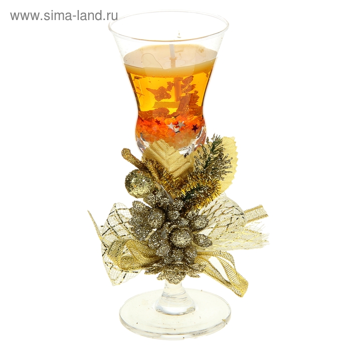 Свеча гелевая "Три цветка", цвет золото - Фото 1