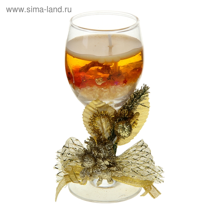 Свеча гелевая "Три цветка", цвет золото - Фото 1