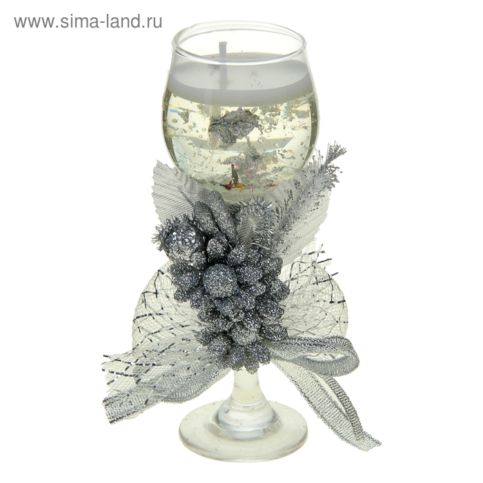 Свеча гелевая "Три цветка", цвет серебро - Фото 1