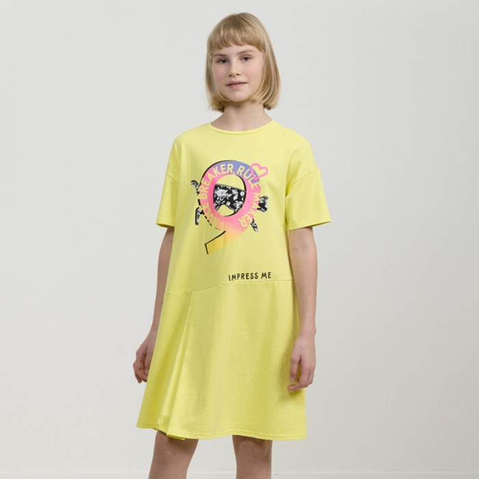 Платье для девочек, рост 146 см, цвет желтый
