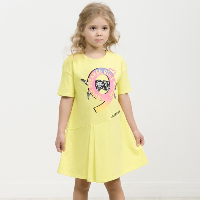 Платье для девочек, рост 92 см, цвет желтый - Фото 1