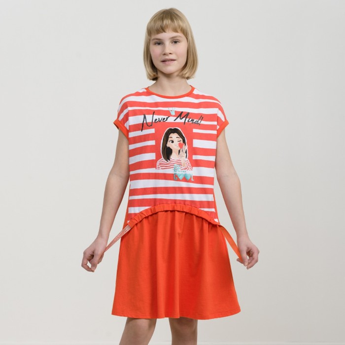 Платье для девочек, рост 116 см, цвет красный - Фото 1