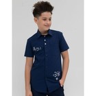 Рубашка для мальчиков с коротким рукавом Pelican, рост 140 см, цвет темно-синий - Фото 1