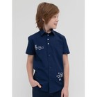 Рубашка для мальчиков с коротким рукавом Pelican, рост 152 см, цвет темно-синий - Фото 1