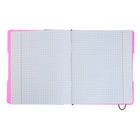 Тетрадь А5+, 48 листов в клетку ErichKrause "FolderBook Neon", в съёмной пластиковой обложке, на резинке, блок офсет, белизна 100%, розовая - Фото 3