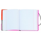 Тетрадь А5+, 2х48 листов в клетку ErichKrause "FolderBook Neon", в съёмной пластиковой обложке, на резинке, блок офсет, белизна 100%, розовая - Фото 5