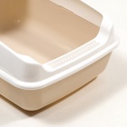 Лоток для кошек без сетки 50.5×39×23 см, бежевый - Фото 5