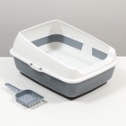 Лоток для кошек совок+ сетка 50.5×39×23 см, серый - Фото 2