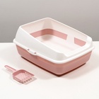 Лоток для кошек совок+ сетка 50.5×39×23 см, розовый - Фото 3