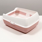 Лоток для кошек совок+ сетка 50.5×39×23 см, розовый - Фото 2