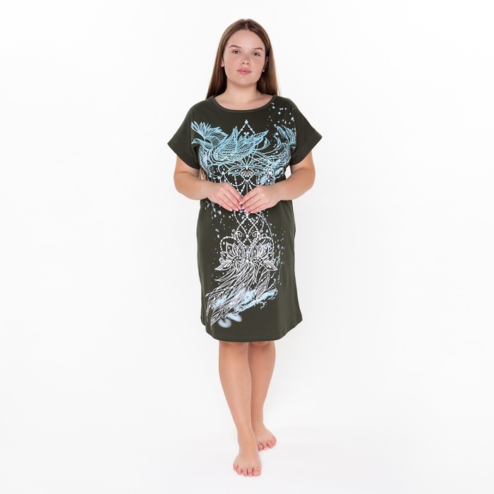 Платье домашнее женское, цвет олива, размер 56 - Фото 1