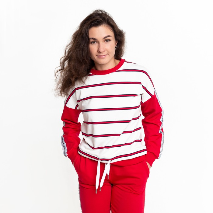 Костюм повседневный женский (лонгслив и брюки), цвет красный, размер 42 (S) 54396