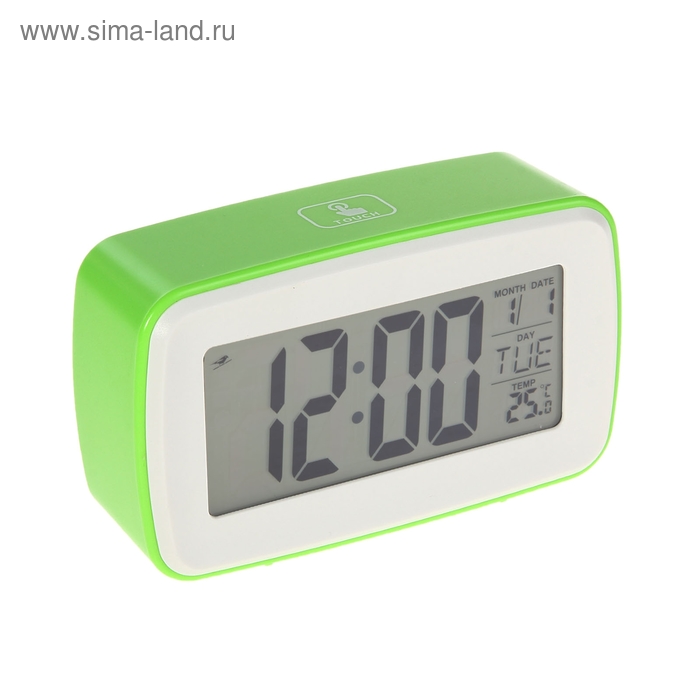 Часы-будильник, термометр, подсветка, 8 мелодий, запись голоса, 3 АА, МИКС - Фото 1