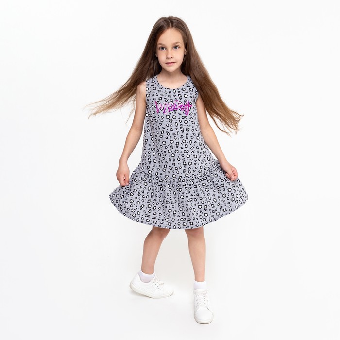 Платье для девочки, цвет серый, рост 104 см - фото 9751241