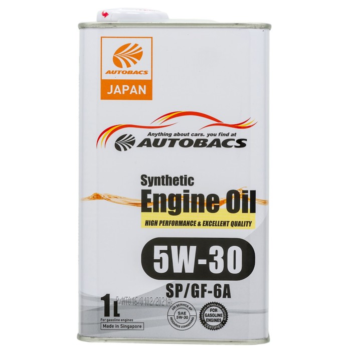 Масло моторное AUTOBACS 5/30 Synthetic, синтетическое, SP/GF-6, 1 л, A00032427 - Фото 1
