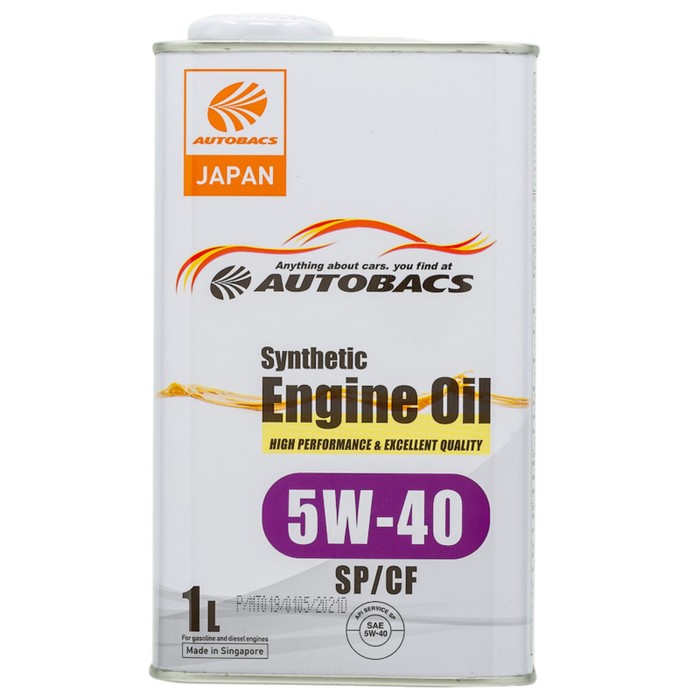 Масло моторное AUTOBACS 5/40 Synthetic, синтетическое, SP/CF, 1 л, A00032431 - Фото 1