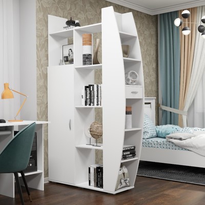 Стеллаж-перегородка для зонирования «Парус», 1160×2026×356 мм, цвет белый