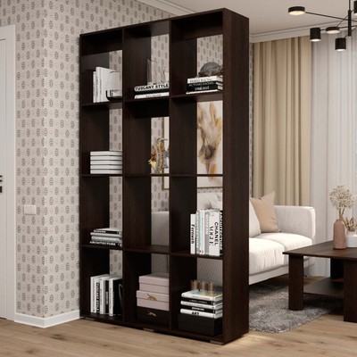 Стеллаж – перегородка для зонирования «Кантри 2», 1204×2036×296 мм, цвет венге