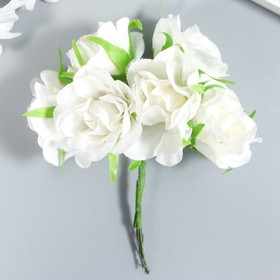 Цветы для декорирования "Роза Лавиния белая" 1 букет=6 цветов 9 см
