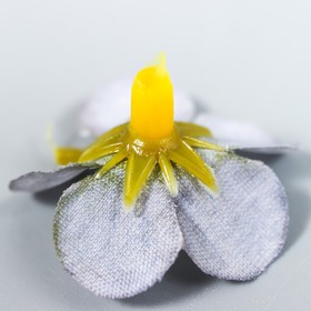 Бутон на ножке для декорирования "Лютик серо-синий" d=2 см (комплект 12 шт)