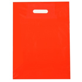 Пакет полиэтиленовый с вырубной ручкой, Красный 30-40 См, 30 мкм