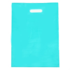 Пакет полиэтиленовый с вырубной ручкой, Бирюзовый 30-40 См, 30 мкм (комплект 50 шт)