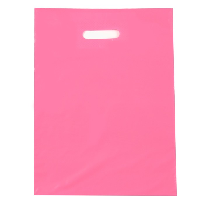 Пакет полиэтиленовый с вырубной ручкой, Розовый 30-40 См, 50 мкм - Фото 1