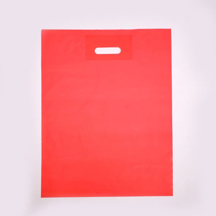 Пакет полиэтиленовый с вырубной ручкой, Красный 30-40 См, 50 мкм - Фото 1