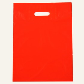 Пакет полиэтиленовый с вырубной ручкой, Красный 30-40 См, 70 мкм