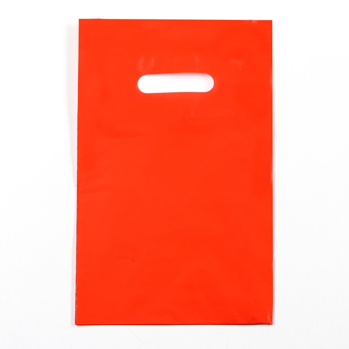 Пакет полиэтиленовый с вырубной ручкой, Красный 20-30 См, 50 мкм - Фото 1