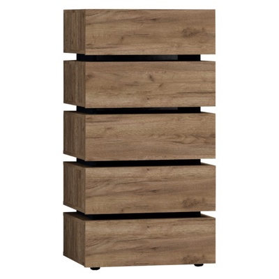 Комод напольный Nature 6, 602×435×1162 мм, цвет дуб табачный craft/чёрный