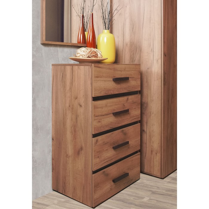 Комод напольный Nature 45, 600×434×1001 мм, цвет дуб табачный craft/чёрный - Фото 1