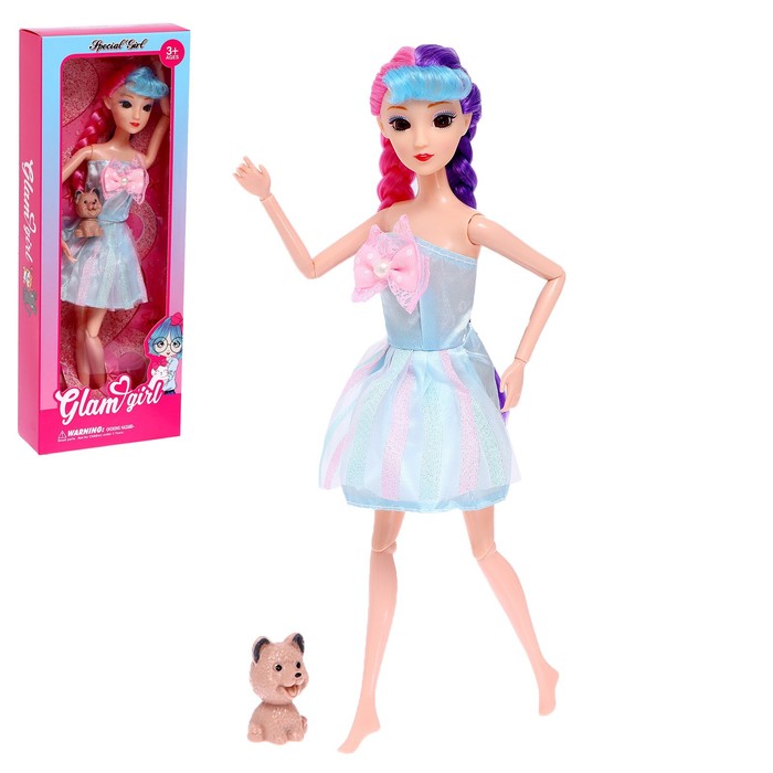 Кукла-модель шарнирная «Кристина» в платье, с питомцем, МИКС