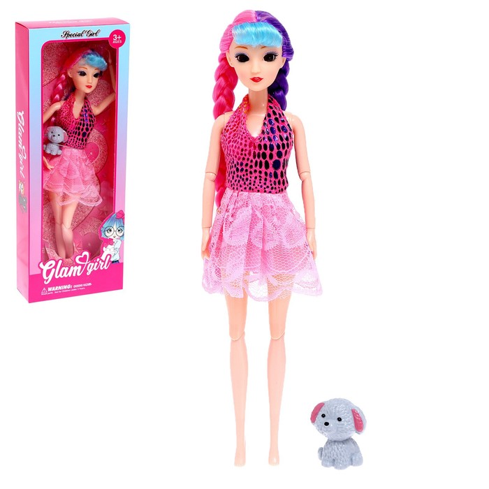 Кукла-модель шарнирная «Кристина» в платье, с питомцем, МИКС 54399