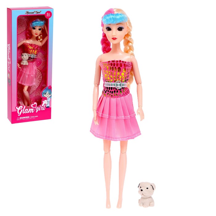 Кукла-модель шарнирная «Кристина» в платье, с питомцем, МИКС 54399