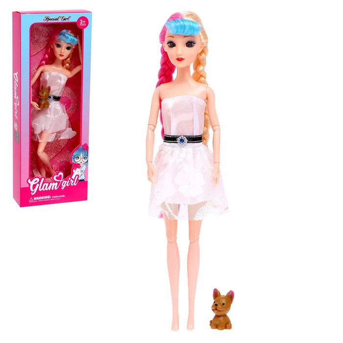 Кукла-модель шарнирная «Кристина» в платье, с питомцем, МИКС 54399