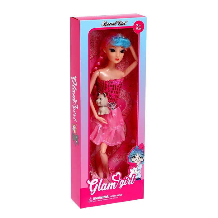 Кукла-модель шарнирная «Кристина» в платье, с питомцем, МИКС 54399