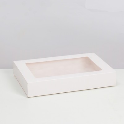 Коробка складня, пенал, с окном, белая, 30 х 20 х 5 см
