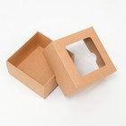 Коробка складная, крышка - дно, с окном, крафтовая, 10×10×5 см - Фото 3