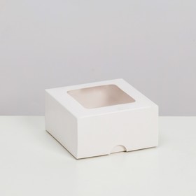 Коробка складная, крышка-дно, с окном, белая, 10 х 10 х 5 см